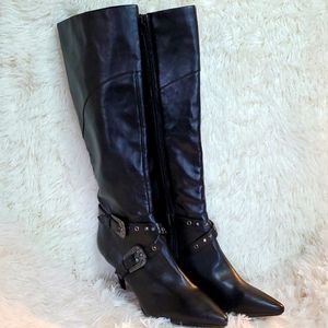 Carlos Santana Womens Size 7.5 Crusoe Boots Black with Silver Accents